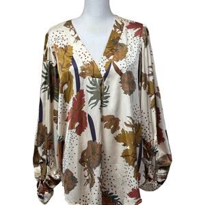Jodifl cream/rust floral tunic, romantic, bohemian, artsy, eclectic, whimsical‎